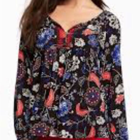 Old Navy Multicolor Floral Blouse Women's Medium Long Sleeve - Picture 1 of 11